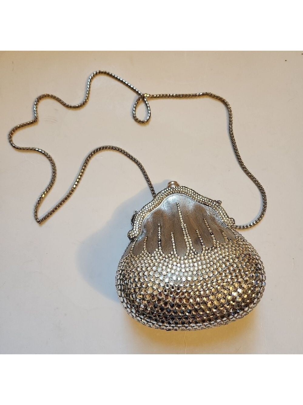 Judith Leiber 1967 Chatelaine Minaudiere Swarovski Crystals Metal Clutch in VGUC